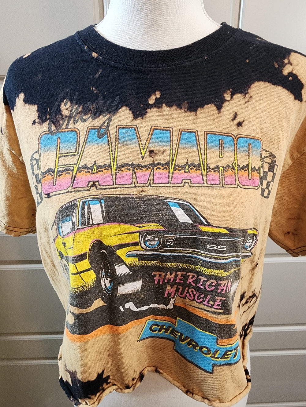 Camaro Graphic Tie-Dye Crop Top - Size Medium